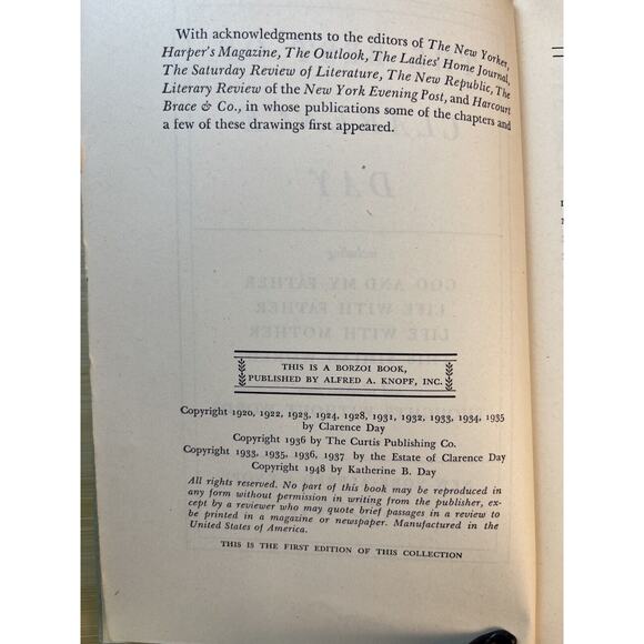 The Best of Clarence Day Hardcover Published in 1948 First Edition - Picture 9 of 9